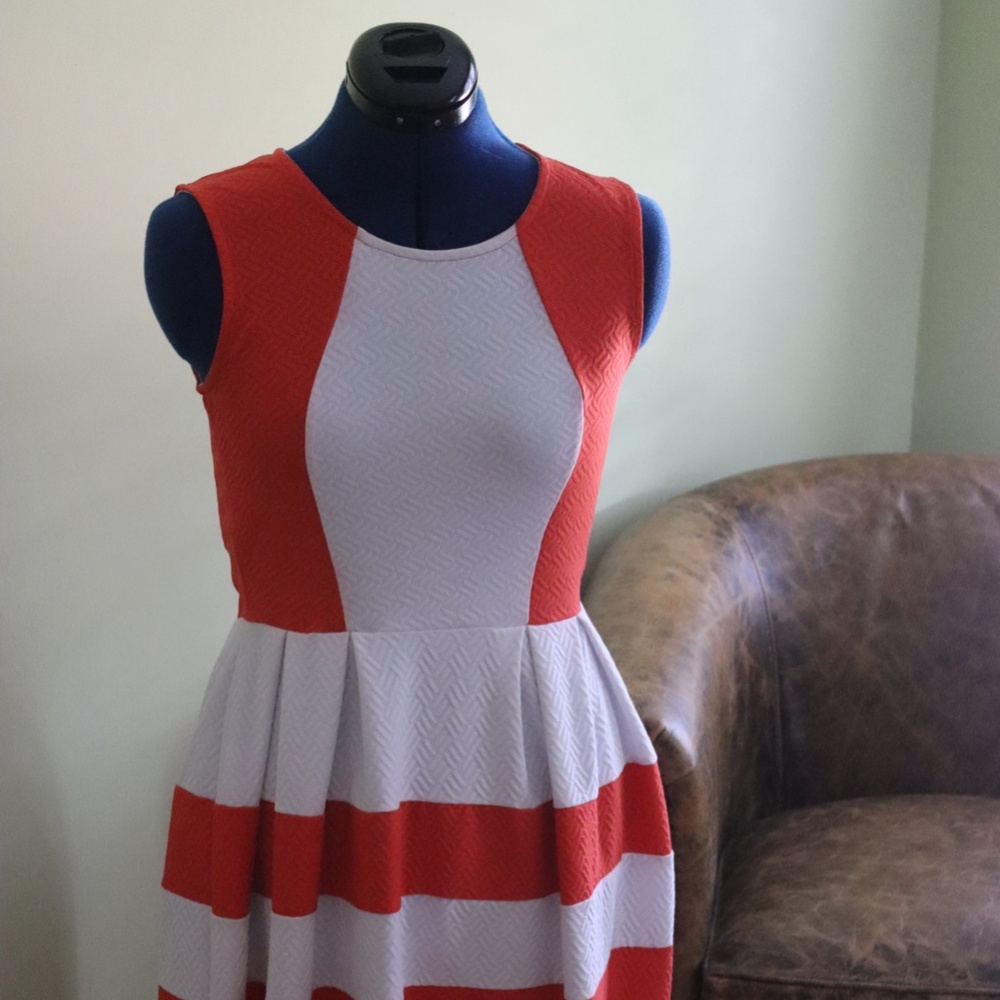 Orange & White Jersey Knit Dress